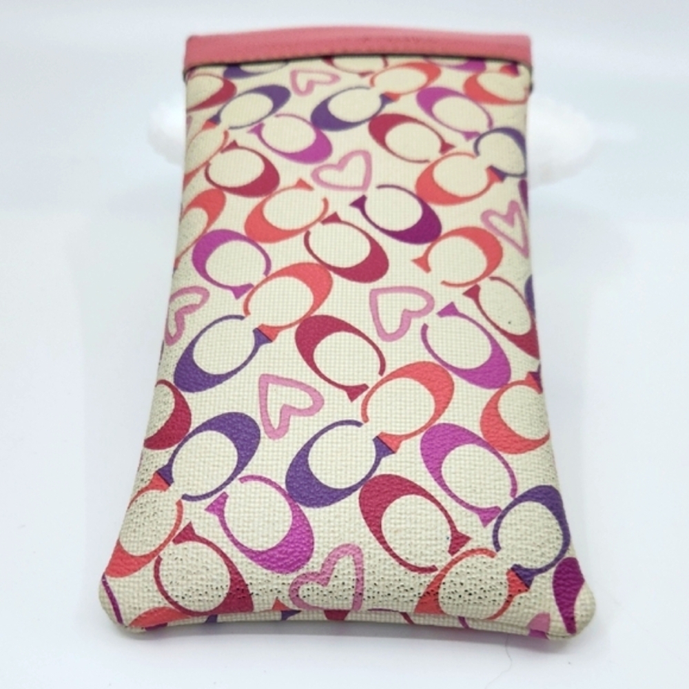 Coach Colorful "C's" & Hearts Sunglasses Case - Picture 2 of 6